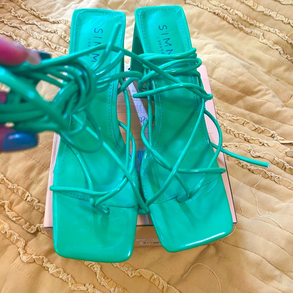 Green Strappy Heels - Picture 2 of 4